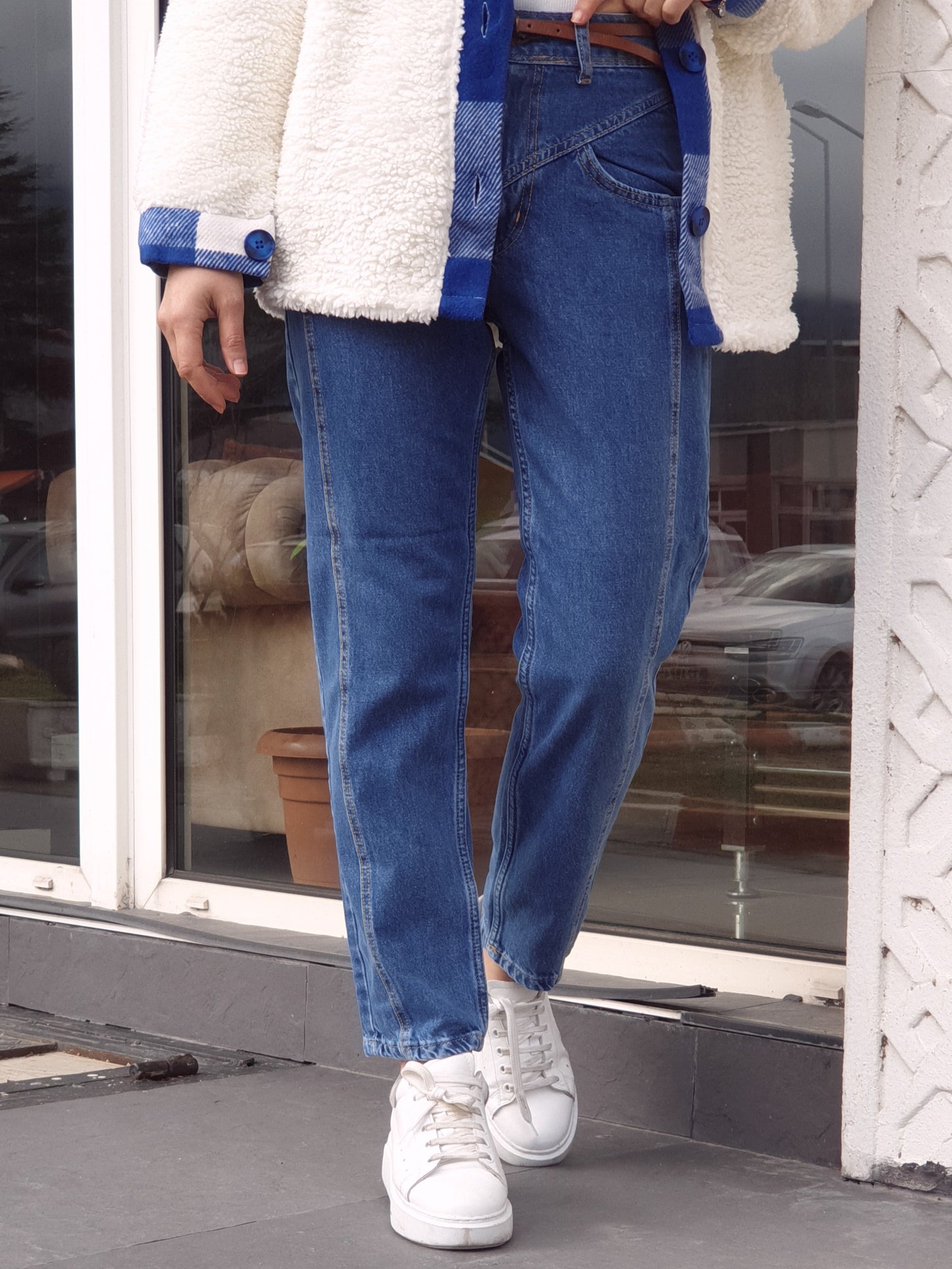 Dikiş Detaylı Ligrasiz Mom Jean