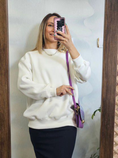 İçi Şardonlu Oversize Yeşil Sweat