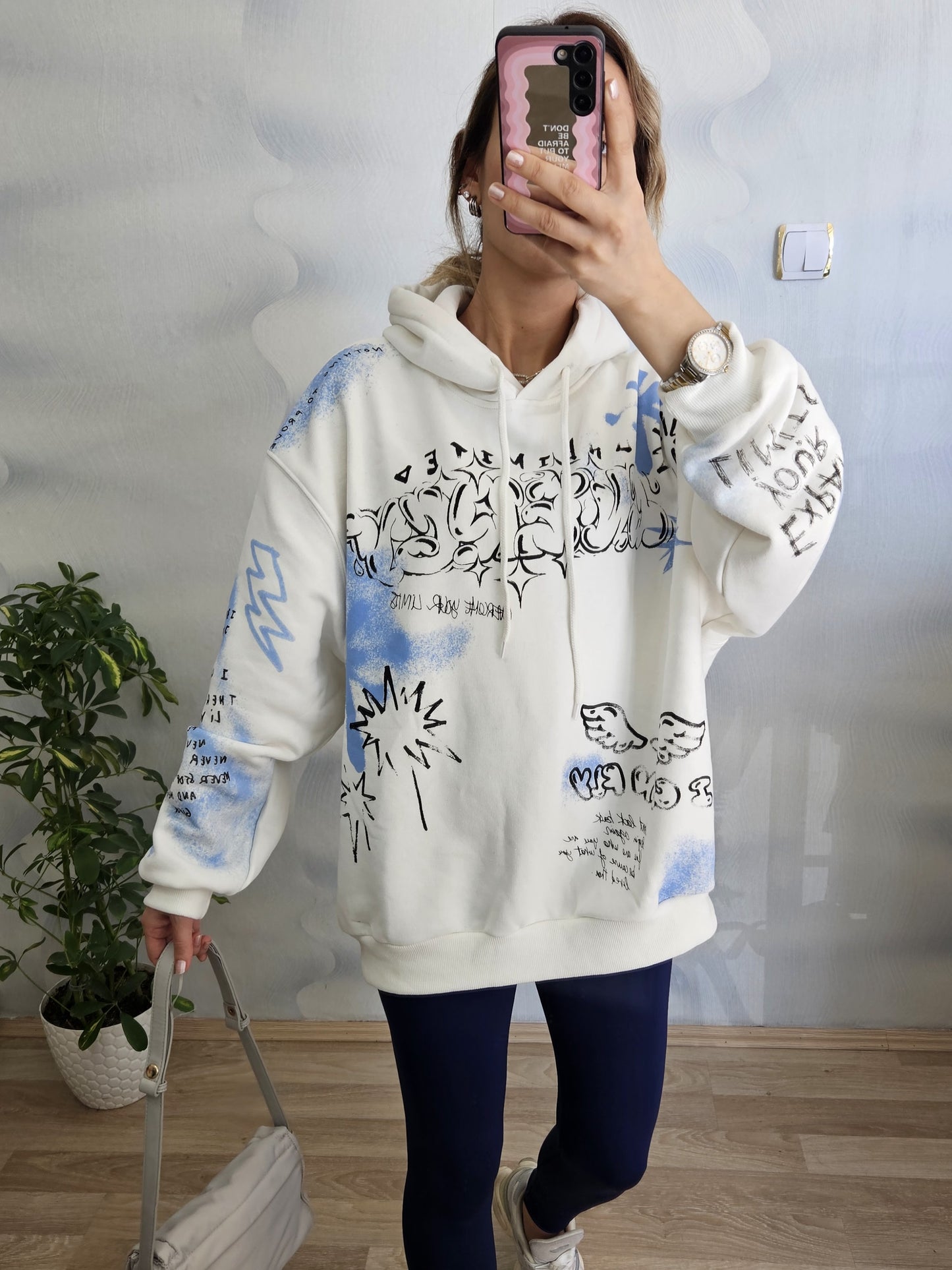 Orjinal Marka İçi Sardonlu Baskılı Ekru Sweatshirt