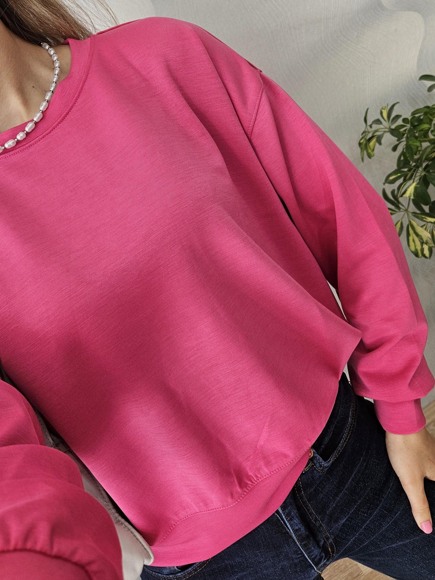 Modal Kumaş Salaş Pembe Premium Sweat