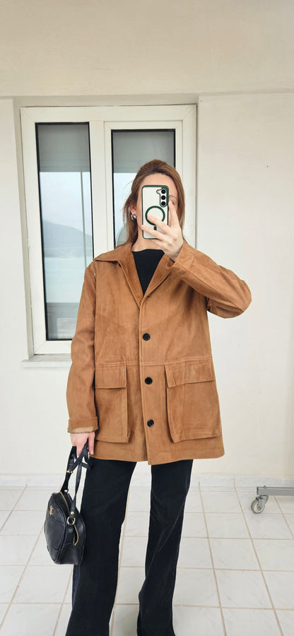 Astarlı Camel Nubuk Ceket