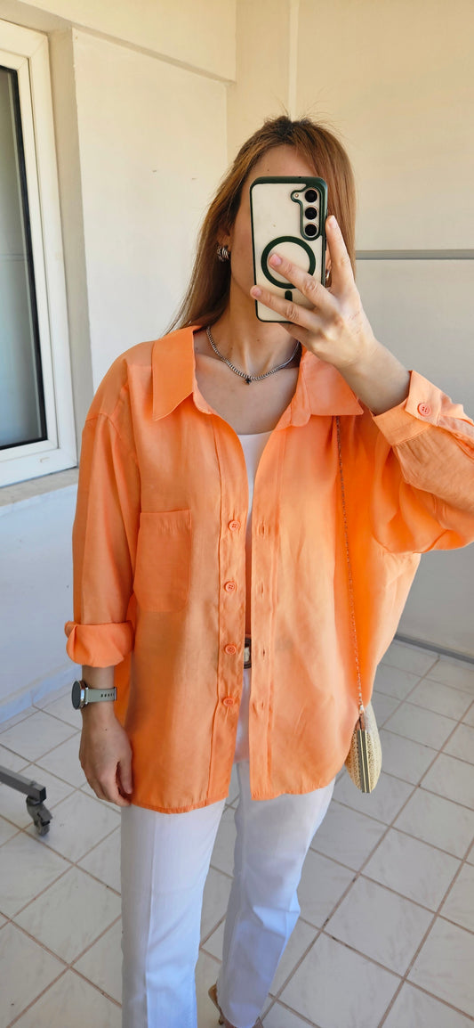Tensel Dokulu Oversize Truncu Gömlek